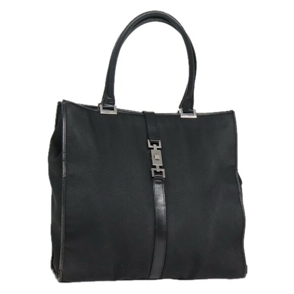 GUCCI Jackie Hand Bag Nylon Black Silver 002 1064 Auth 92533 - Picture 1 of 15